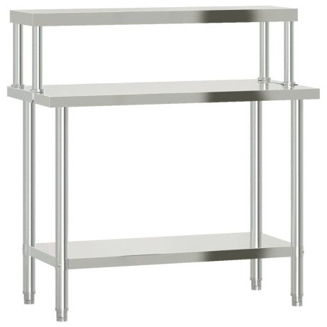 vidaXL Keukenwerktafel met bovenschap 110x55x120 cm roestvrij staal afbeelding2 - 1