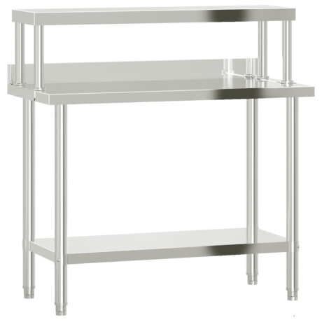vidaXL Keukenwerktafel met bovenschap 110x55x120 cm roestvrij staal afbeelding2 - 1