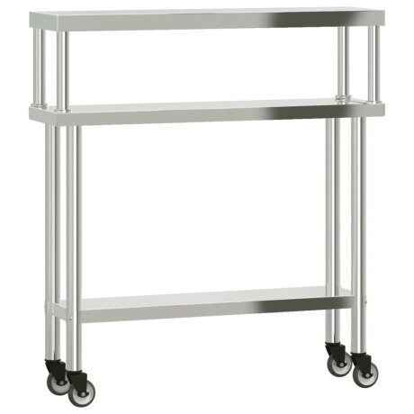 vidaXL Keukenwerktafel met bovenschap 110x30x120 cm roestvrij staal afbeelding2 - 1