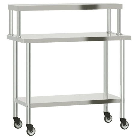 vidaXL Keukenwerktafel met bovenschap 110x55x120 cm roestvrij staal afbeelding2 - 1