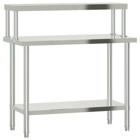 vidaXL Keukenwerktafel met bovenschap 110x55x120 cm roestvrij staal afbeelding2 - 1