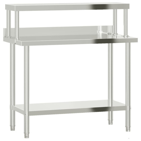 vidaXL Keukenwerktafel met bovenschap 110x55x120 cm roestvrij staal afbeelding2 - 1