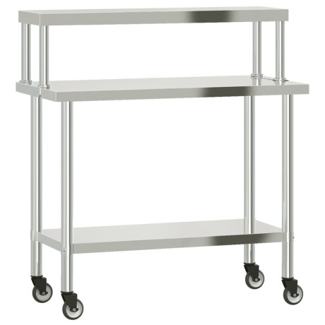 vidaXL Keukenwerktafel met bovenschap 110x55x120 cm roestvrij staal afbeelding2 - 1