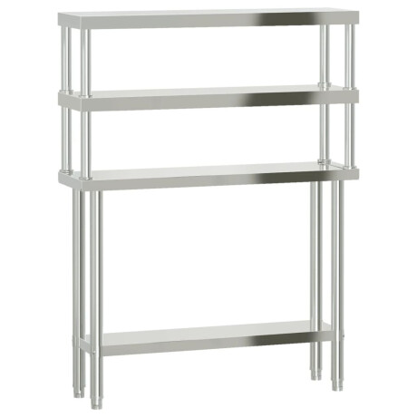 vidaXL Keukenwerktafel met bovenschap 110x30x150 cm roestvrij staal afbeelding2 - 1