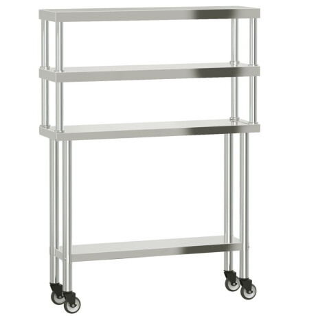 vidaXL Keukenwerktafel met bovenschap 110x30x150 cm roestvrij staal afbeelding2 - 1