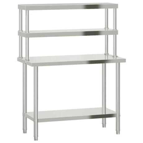 vidaXL Keukenwerktafel met bovenschap 110x55x150 cm roestvrij staal afbeelding2 - 1