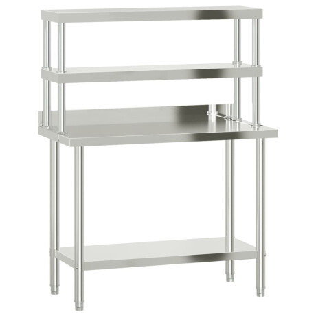 vidaXL Keukenwerktafel met bovenschap 110x55x150 cm roestvrij staal afbeelding2 - 1