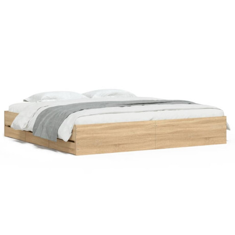 vidaXL Bedframe met lades bewerkt hout sonoma eikenkleurig 200x200 cm afbeelding2 - 1