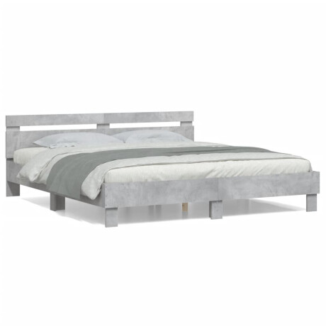 vidaXL Bedframe met hoofdeinde bewerkt hout betongrijs 200x200 cm afbeelding2 - 1