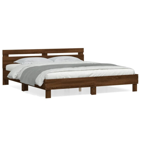 vidaXL Bedframe met hoofdeinde bewerkt hout bruineikenkleur 200x200 cm afbeelding2 - 1