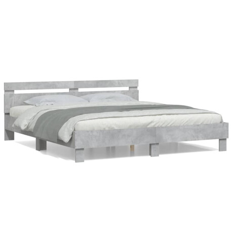 vidaXL Bedframe met hoofdeinde bewerkt hout betongrijs 160x200 cm afbeelding2 - 1