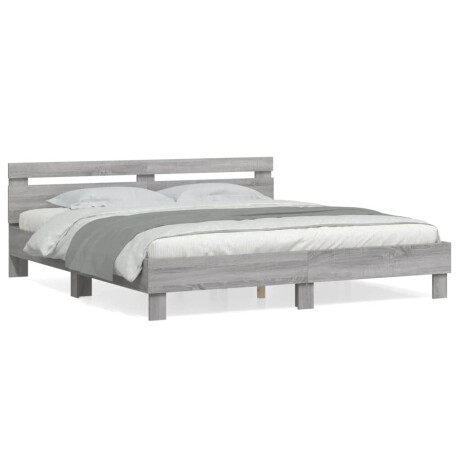 vidaXL Bedframe met hoofdeinde bewerkt hout grijs sonoma 160x200 cm afbeelding2 - 1