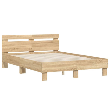 vidaXL Bedframe met hoofdeinde bewerkt hout sonoma eiken 120x200 cm afbeelding2 - 1