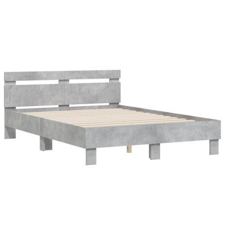 vidaXL Bedframe met hoofdeinde bewerkt hout betongrijs 120x200 cm afbeelding2 - 1