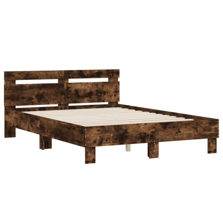 vidaXL Bedframe met hoofdeinde bewerkt hout gerookt eiken 120x200 cm afbeelding2 - 1