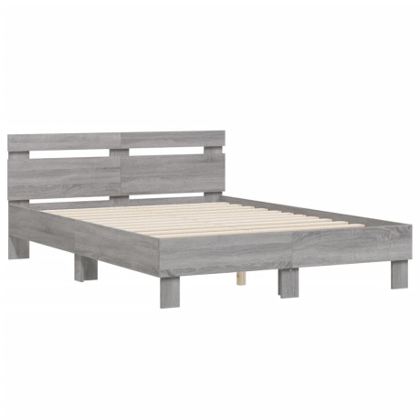vidaXL Bedframe met hoofdeinde bewerkt hout grijs sonoma 120x200 cm afbeelding2 - 1