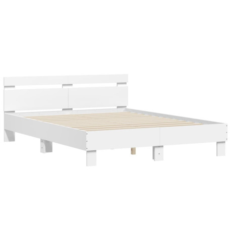 vidaXL Bedframe met hoofdbord bewerkt hout wit 140x190 cm afbeelding2 - 1