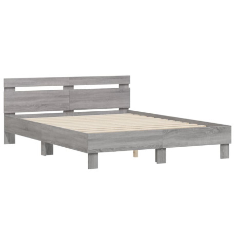 vidaXL Bedframe met hoofdeinde bewerkt hout grijs sonoma 140x190 cm afbeelding2 - 1