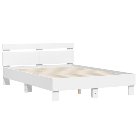 vidaXL Bedframe met hoofdeinde bewerkt hout wit 120x190 cm afbeelding2 - 1