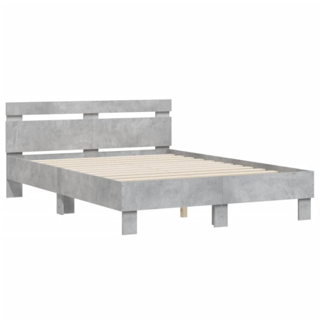 vidaXL Bedframe met hoofdeinde bewerkt hout betongrijs 120x190 cm afbeelding2 - 1