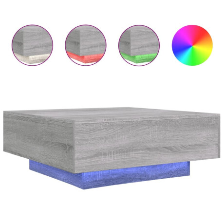 vidaXL Salontafel met LED-verlichting 80x80x31 cm grijs sonoma eiken afbeelding2 - 1