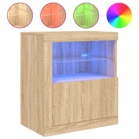 vidaXL Dressoir met LED-verlichting 60,5x37x67 cm sonoma eikenkleurig afbeelding2 - 1