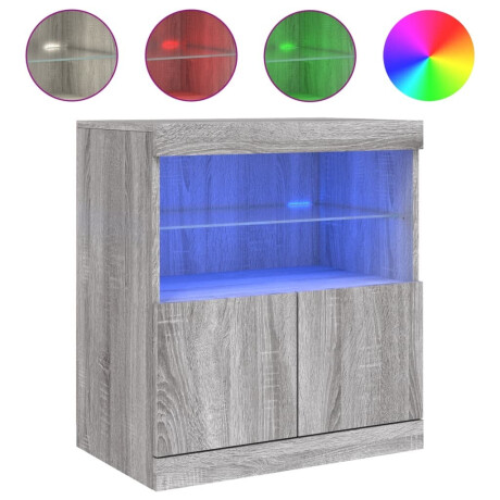 vidaXL Dressoir met LED-verlichting 60x37x67 cm grijs sonoma eiken afbeelding2 - 1