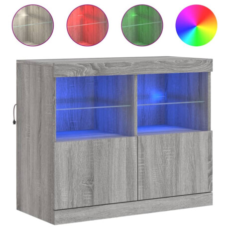 vidaXL Dressoir met LED-verlichting 81x37x67 cm grijs sonoma eiken afbeelding2 - 1
