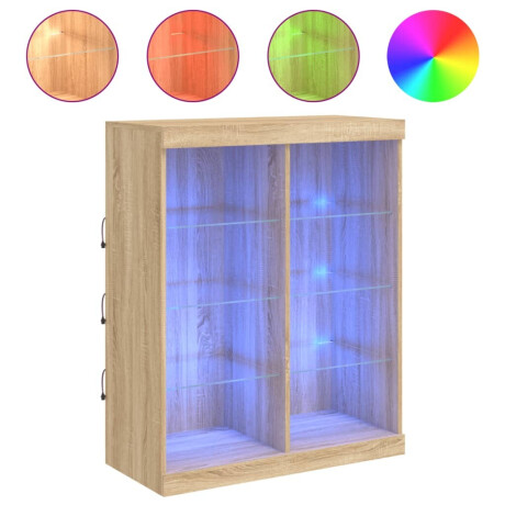 vidaXL Dressoir met LED-verlichting 81x37x100 cm sonoma eikenkleurig afbeelding2 - 1
