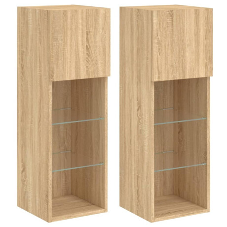 vidaXL Tv-meubels met LED-verlichting 2 st 30,5x30x90 cm sonoma eiken afbeelding2 - 1
