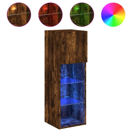vidaXL Tv-meubel LED-verlichting 30,5x30x90 cm gerookt eikenkleurig afbeelding2 - 1