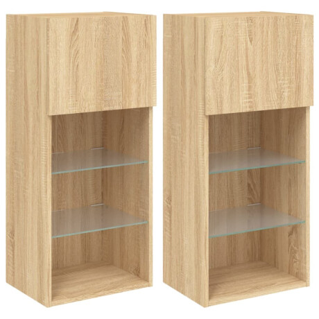 vidaXL Tv-meubels met LED-verlichting 2 st 40,5x30x90 cm sonoma eiken afbeelding2 - 1