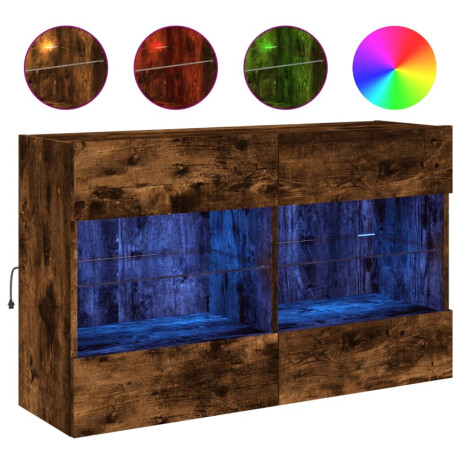 vidaXL Tv-wandmeubel met LED-verlichting 98,5x30x60,5 cm gerookt eiken afbeelding2 - 1