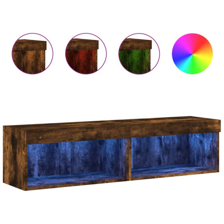 vidaXL Tv-meubels met LED-verlichting 2 st 60x30x30 cm gerookt eiken afbeelding2 - 1
