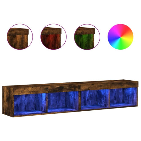 vidaXL Tv-meubels met LED-verlichting 2 st 80x30x30 cm gerookt eiken afbeelding2 - 1