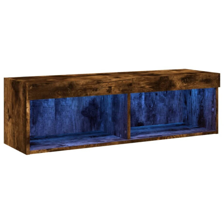 vidaXL Tv-meubel LED-verlichting 100x30x30 cm gerookt eikenkleurig afbeelding2 - 1