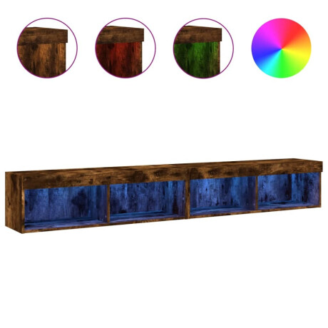 vidaXL Tv-meubels met LED-verlichting 2 st 100x30x30 cm gerookt eiken afbeelding2 - 1