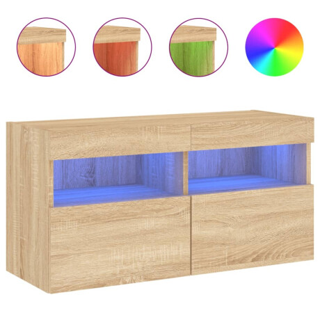 vidaXL Tv-wandmeubel met LED-verlichting 80x30x40 cm sonoma eikenkleur afbeelding2 - 1