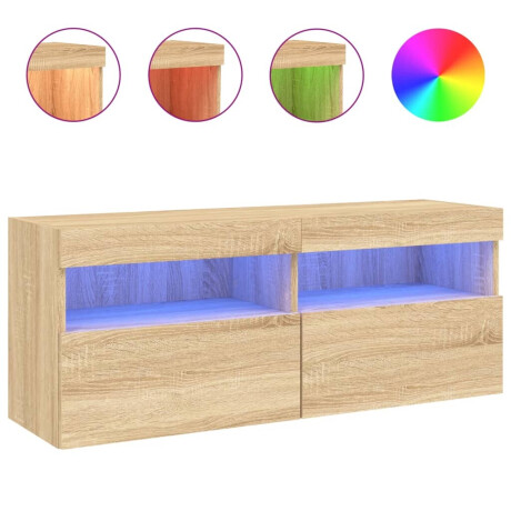 vidaXL Tv-wandmeubel met LED-verlichting 100x30x40 cm sonoma eiken afbeelding2 - 1
