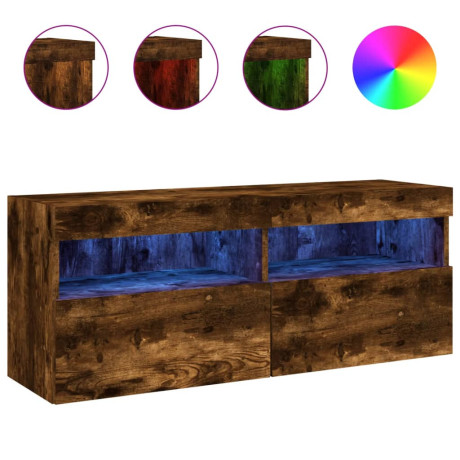 vidaXL Tv-wandmeubel met LED-verlichting 100x30x40 cm gerookt eiken afbeelding2 - 1