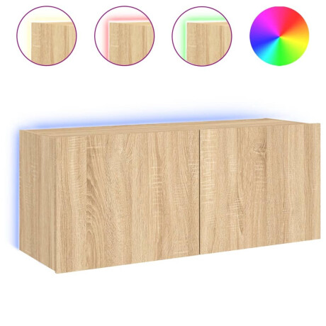 vidaXL Tv-wandmeubel met LED-verlichting 100x35x41 cm sonoma eiken afbeelding2 - 1