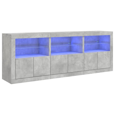 vidaXL Dressoir met LED-verlichting 181,5x37x67 cm betongrijs afbeelding2 - 1