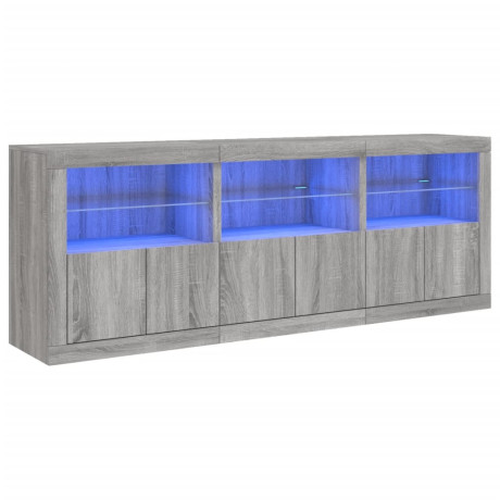 vidaXL Dressoir met LED-verlichting 181,5x37x678 cm grijs sonoma eiken afbeelding2 - 1