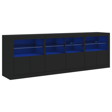 vidaXL Dressoir met LED-verlichting 202x37x67 cm zwart afbeelding2 - 1