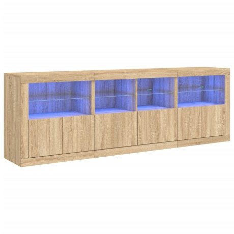 vidaXL Dressoir met LED-verlichting 202x37x67 cm sonoma eikenkleurig afbeelding2 - 1