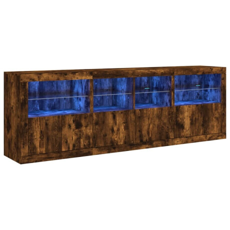 vidaXL Dressoir met LED-verlichting 202x37x67 cm gerookt eikenkleurig afbeelding2 - 1