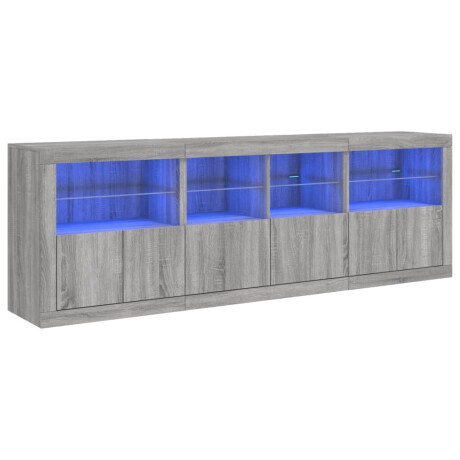 vidaXL Dressoir met LED-verlichting 202x37x67 cm grijs sonoma eiken afbeelding2 - 1