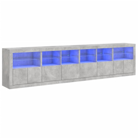 vidaXL Dressoir met LED-verlichting 283x37x67 cm betongrijs afbeelding2 - 1