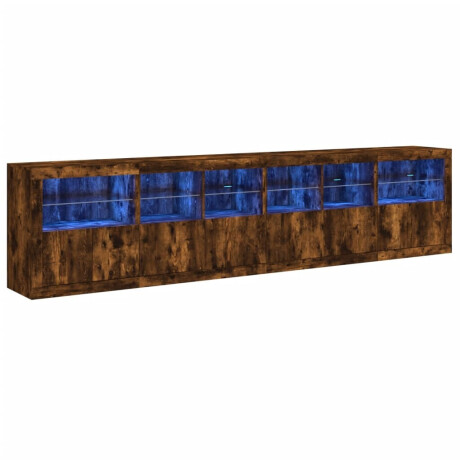 vidaXL Dressoir met LED-verlichting 283,5x37x67 cm gerookt eikenkleur afbeelding2 - 1