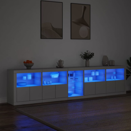 vidaXL Dressoir met LED-verlichting 283x37x67 cm wit afbeelding2 - 1